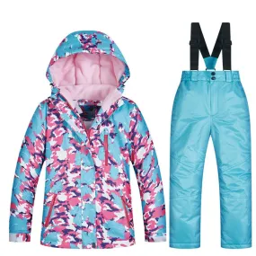 Kids Patterned Waterproof Outdoor Snow Ski Set