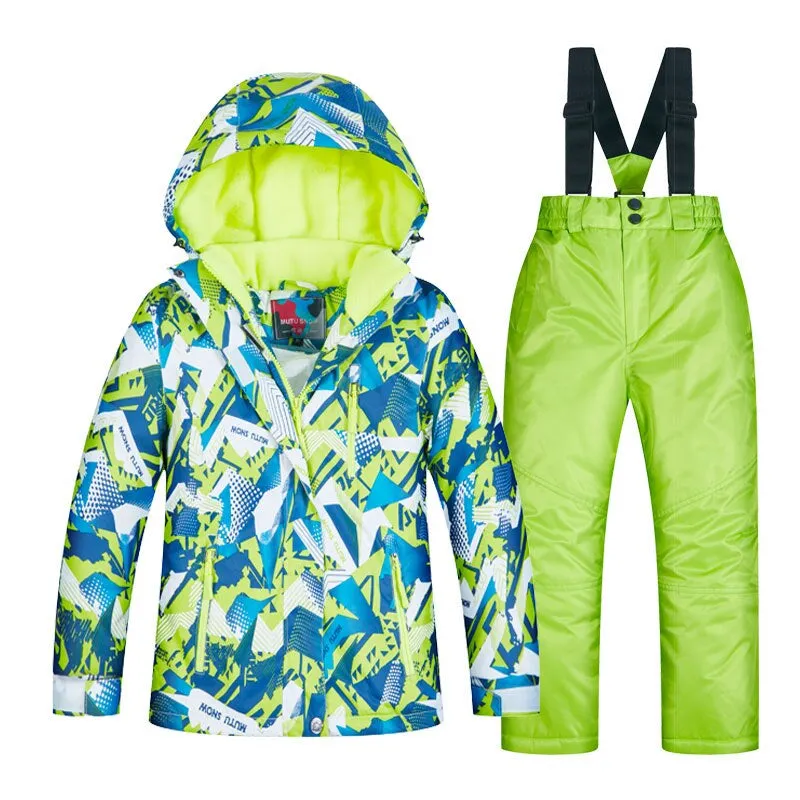 Kids' Warm Waterproof Outdoor Snow Ski Set