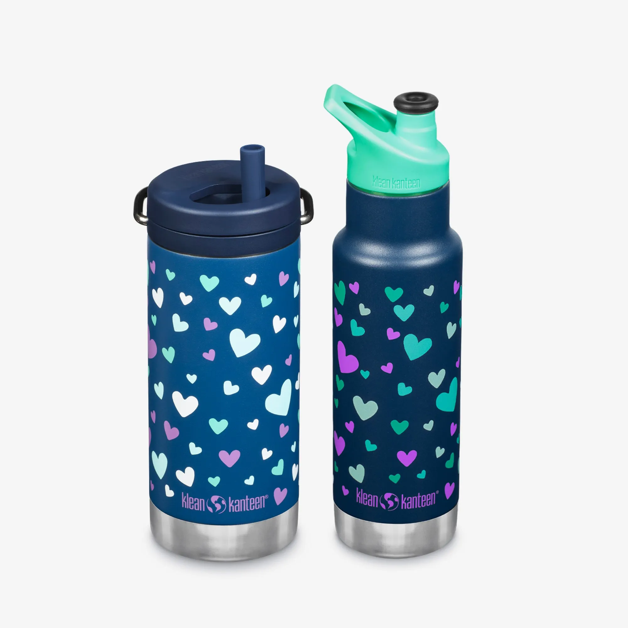 Kids' Water Bottle Set - Navy Hearts