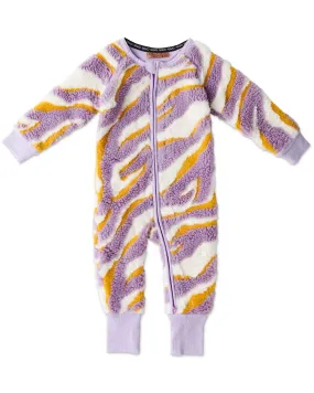 Kip & Co Boysenberry Swirl Sherpa Long Sleeve Zip Romper