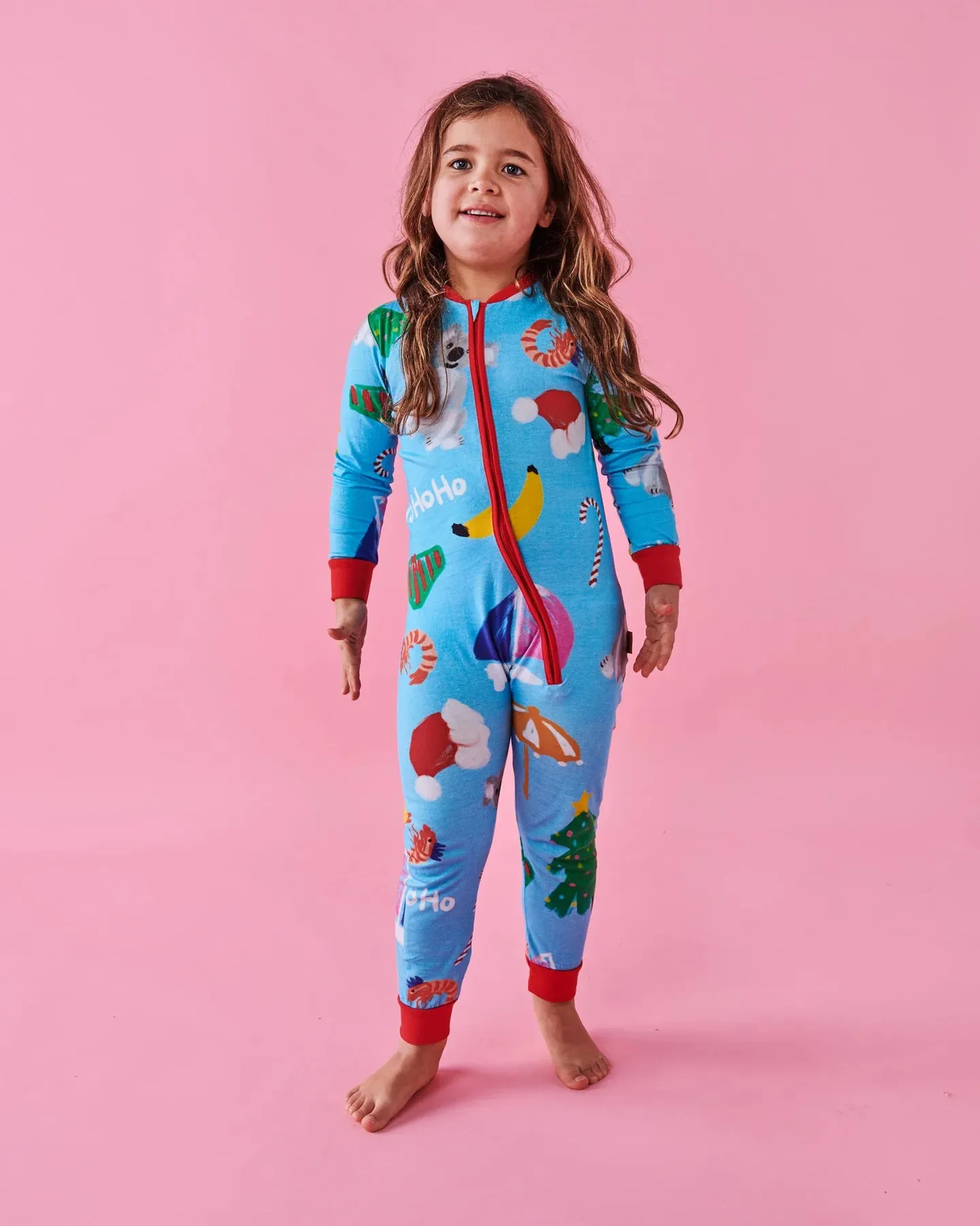 Kip & Co Christmas Icons Organic Long Sleeve Zip Romper