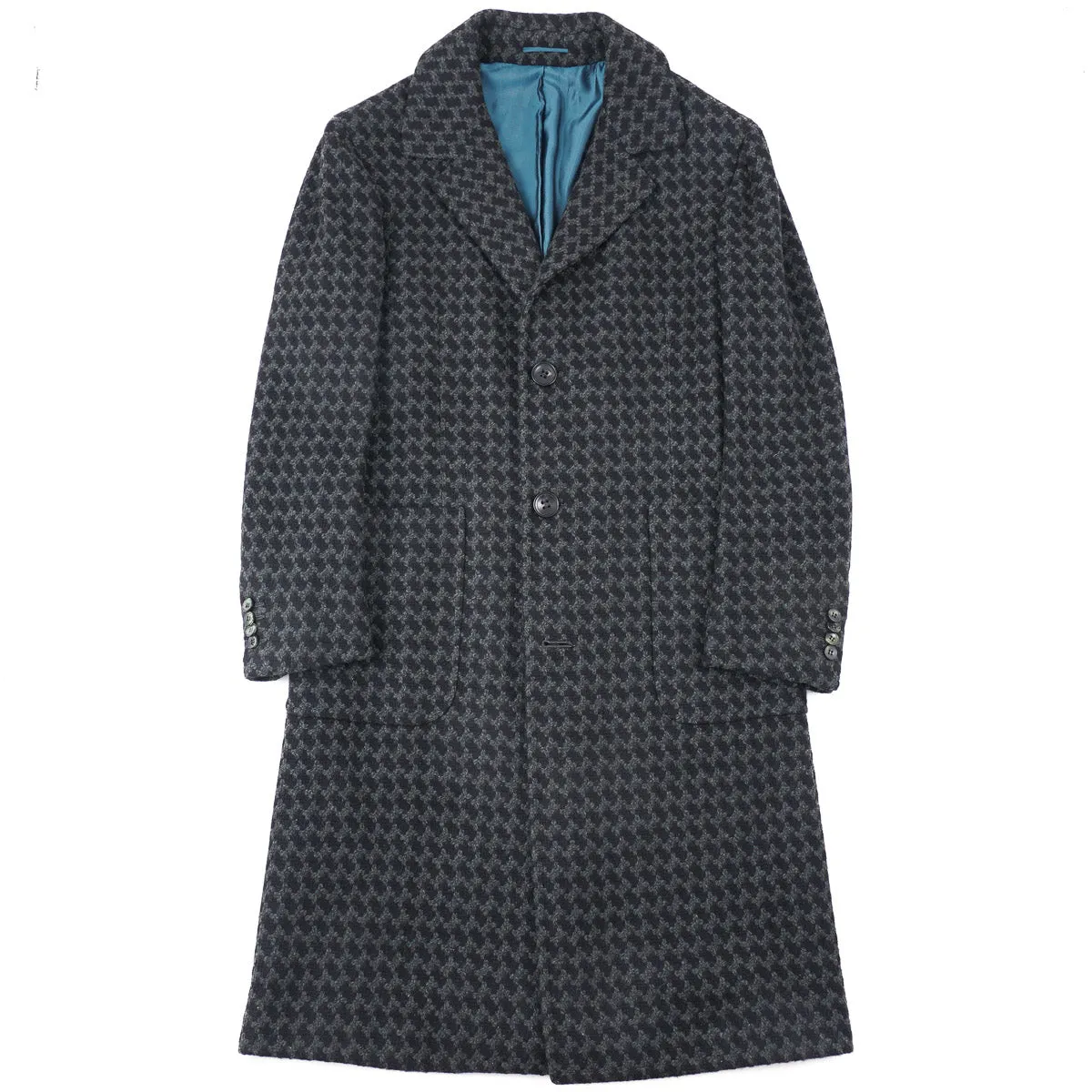 Kiton Houndstooth Check Cashmere Overcoat