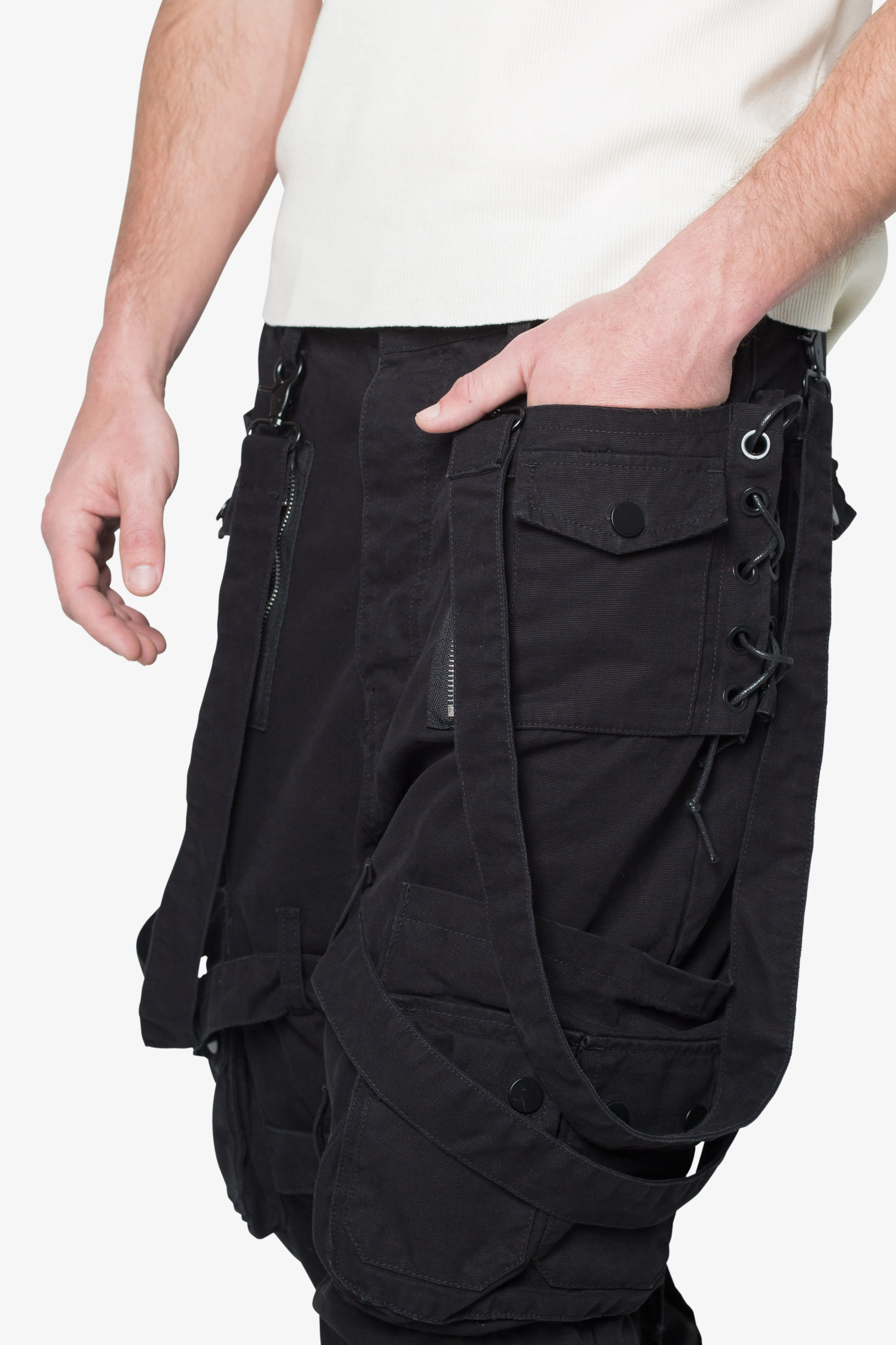 Laced Up Cargo Pants - Black