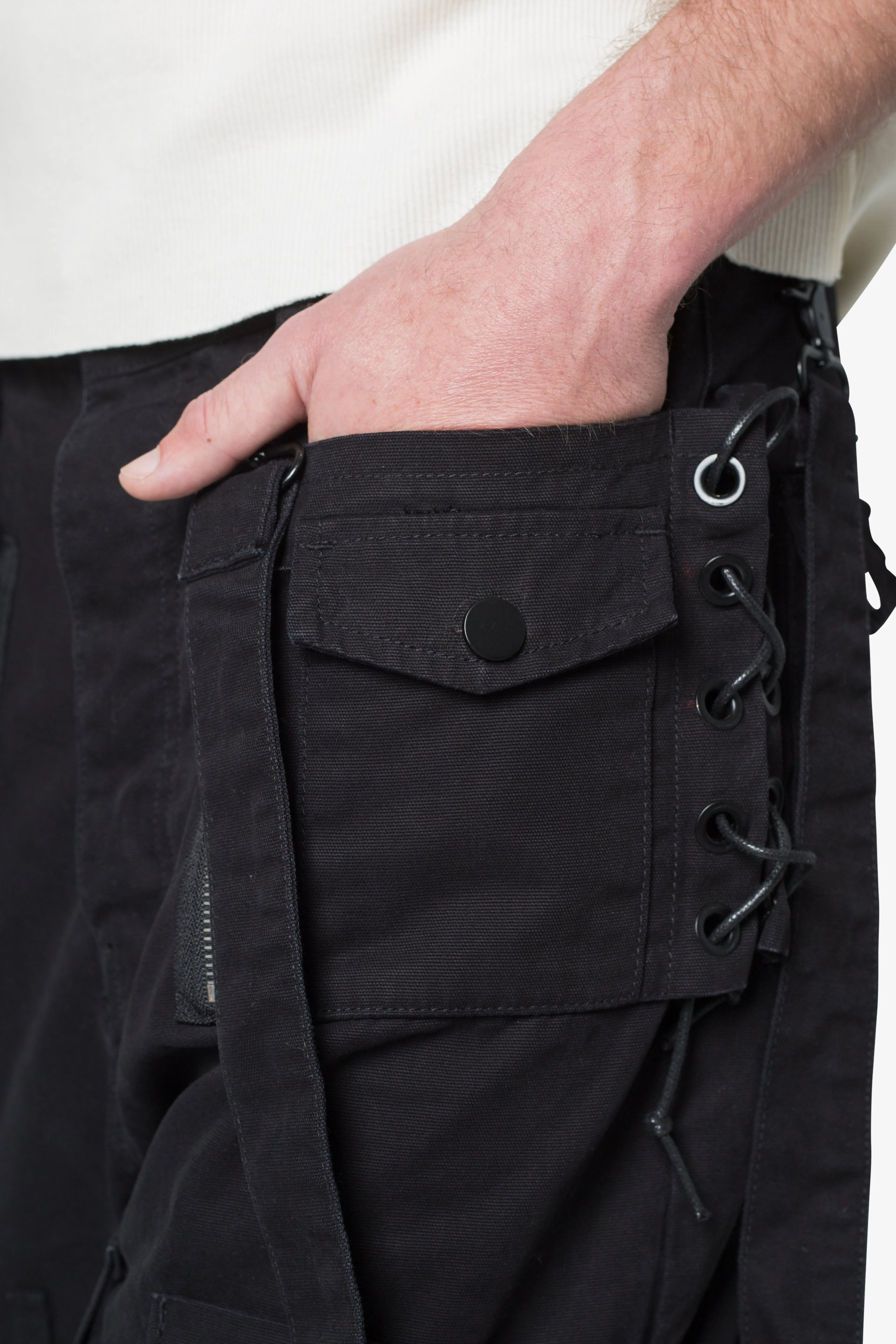 Laced Up Cargo Pants - Black