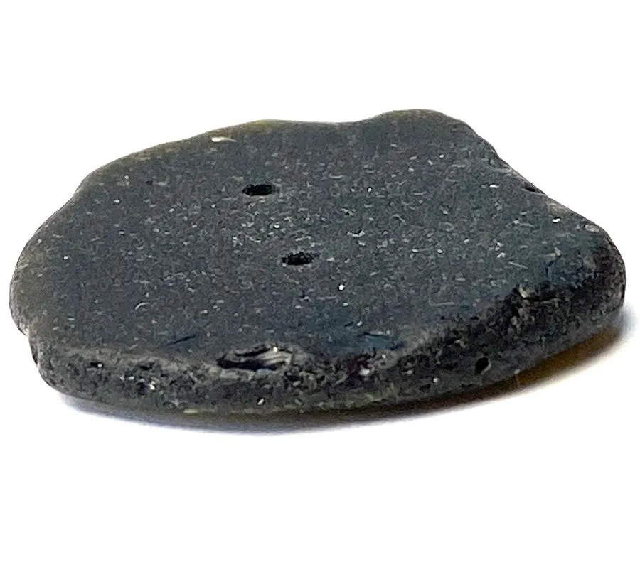 Large Black Beach Stone Button, Ocean-Tumbled 1-3/4"  #BCH-17