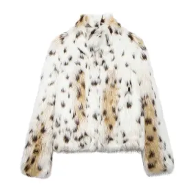 Leopard Print Faux Fur Coat