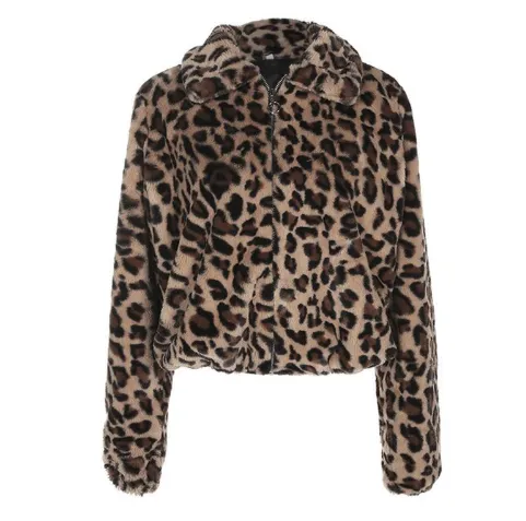 Leopard print fur coat