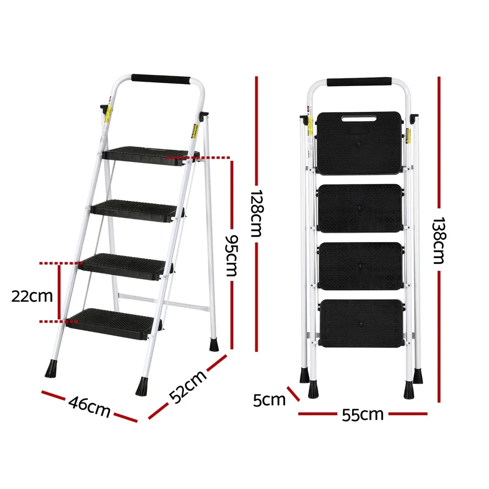 Lightweight Folding 4 Step Ladder, Non-Slip, Steel - Giantz