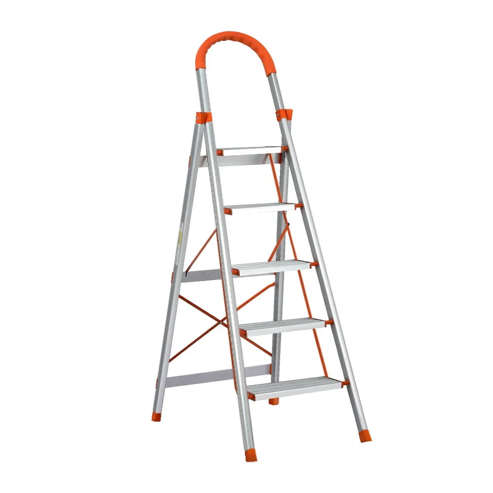 Lightweight Non-Slip 5 Step Folding Ladder, Aluminum - Giantz