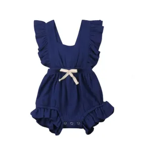 Lilly- Cotton Muslin Romper , Royal Blue