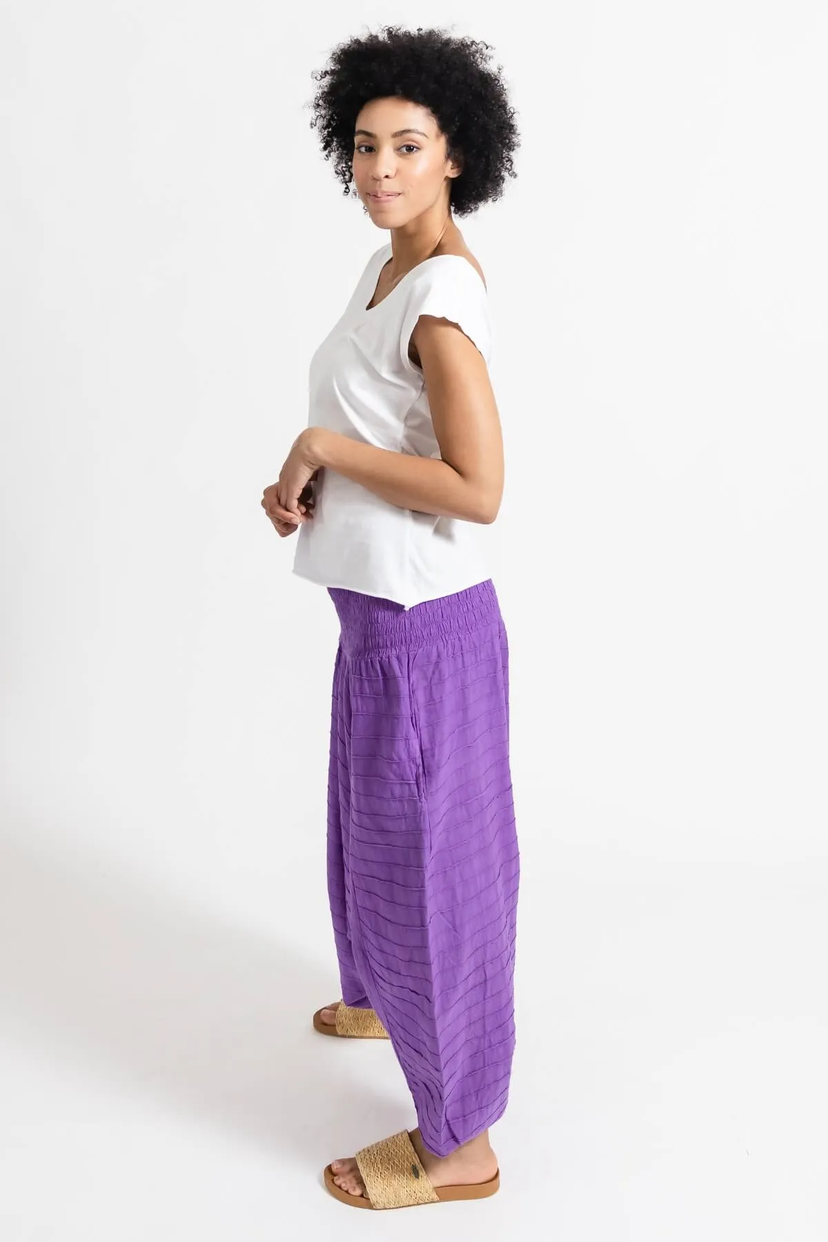 Low Crotch Pants Pintuck - Purple