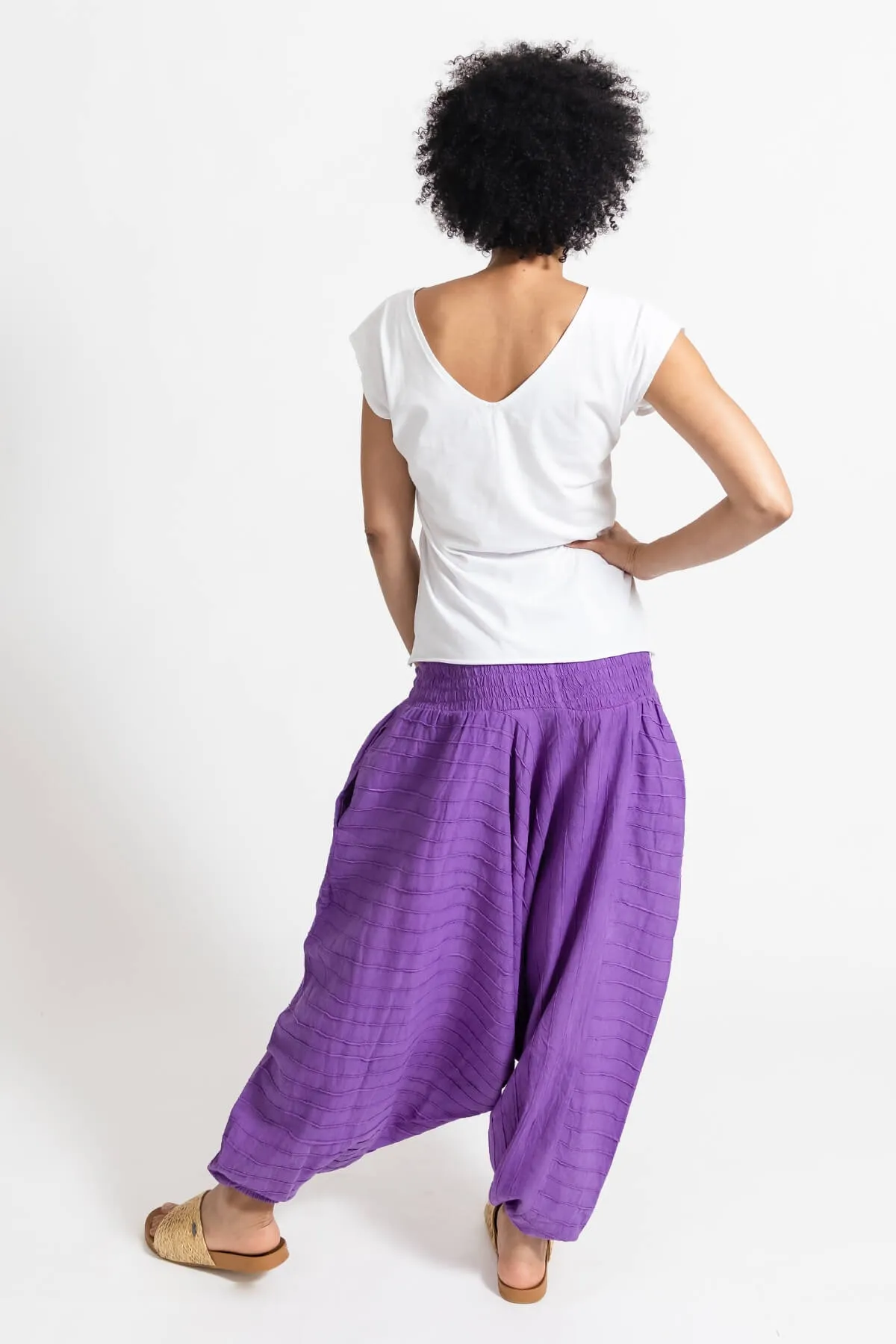 Low Crotch Pants Pintuck - Purple