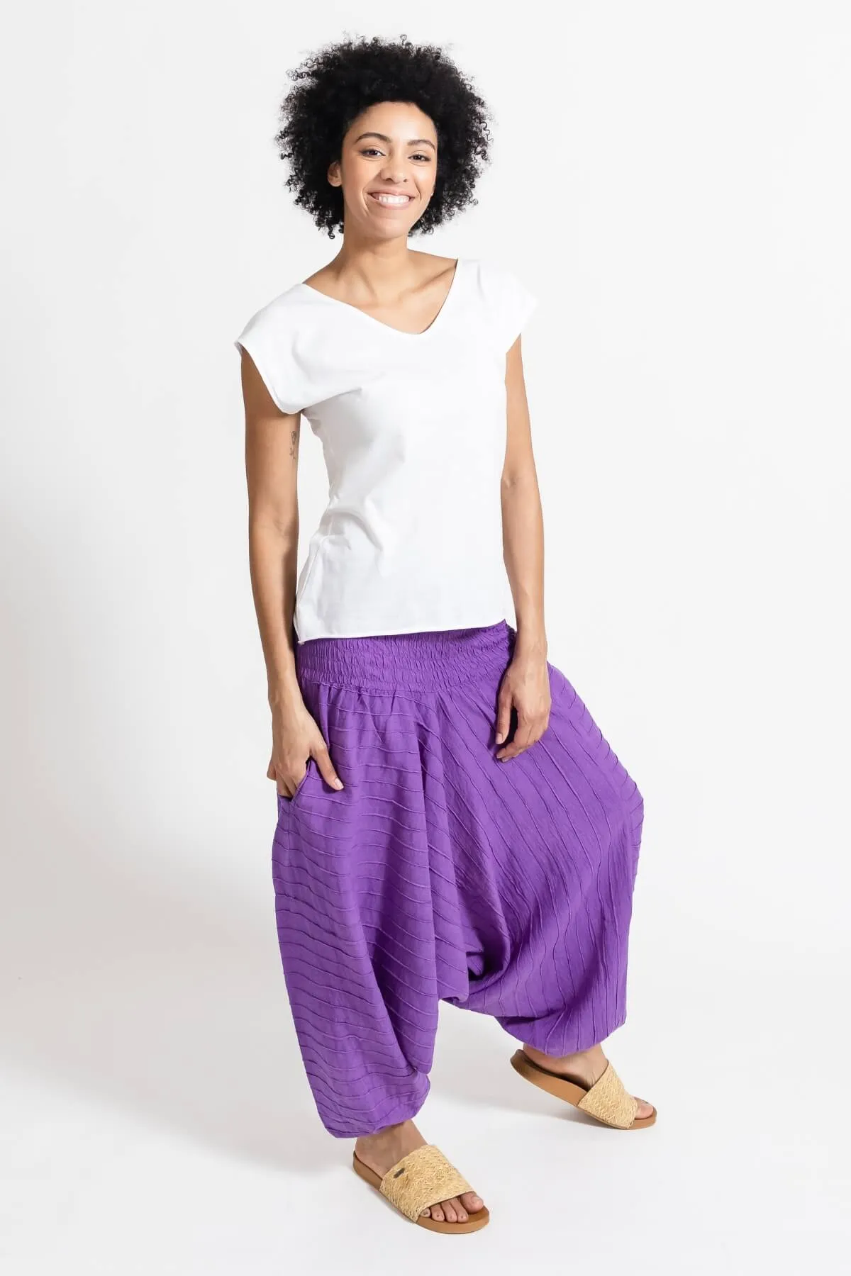 Low Crotch Pants Pintuck - Purple