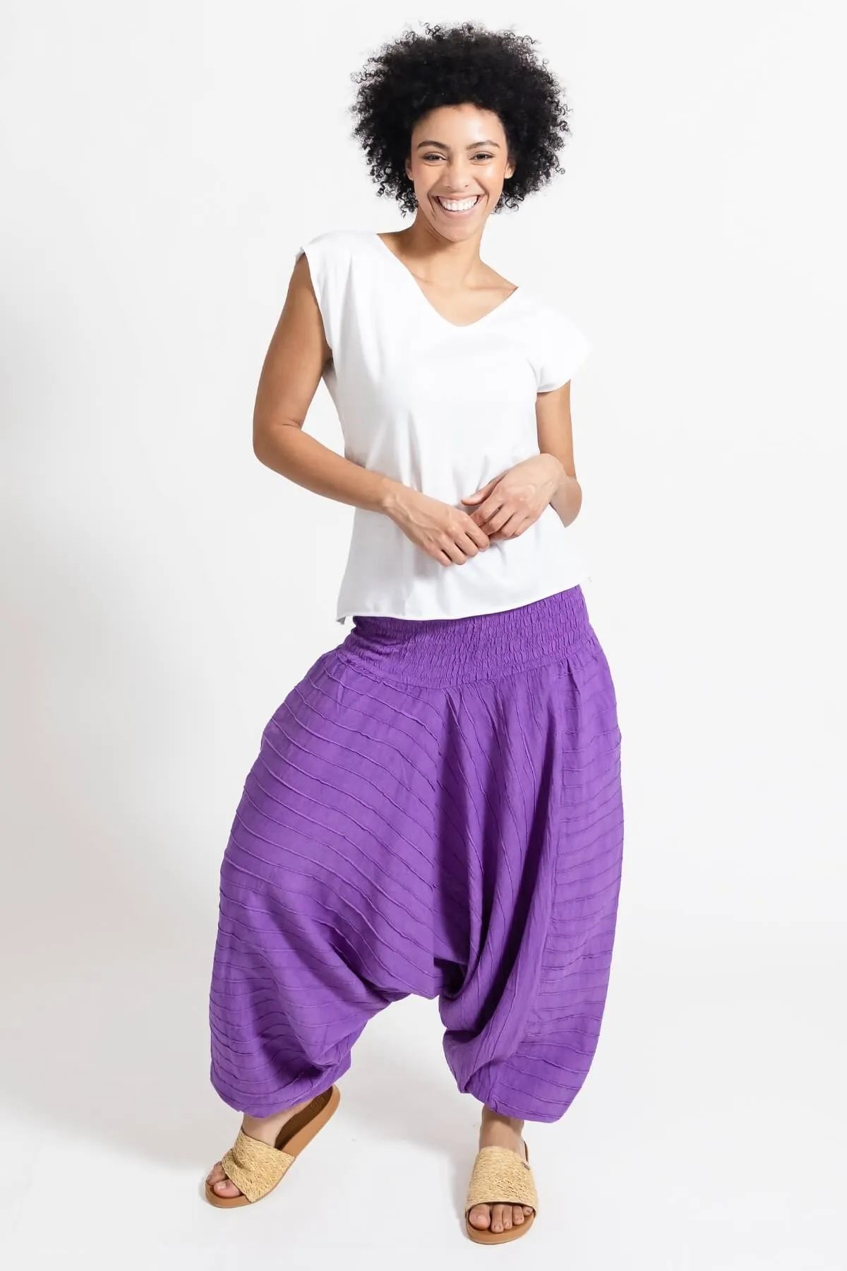 Low Crotch Pants Pintuck - Purple