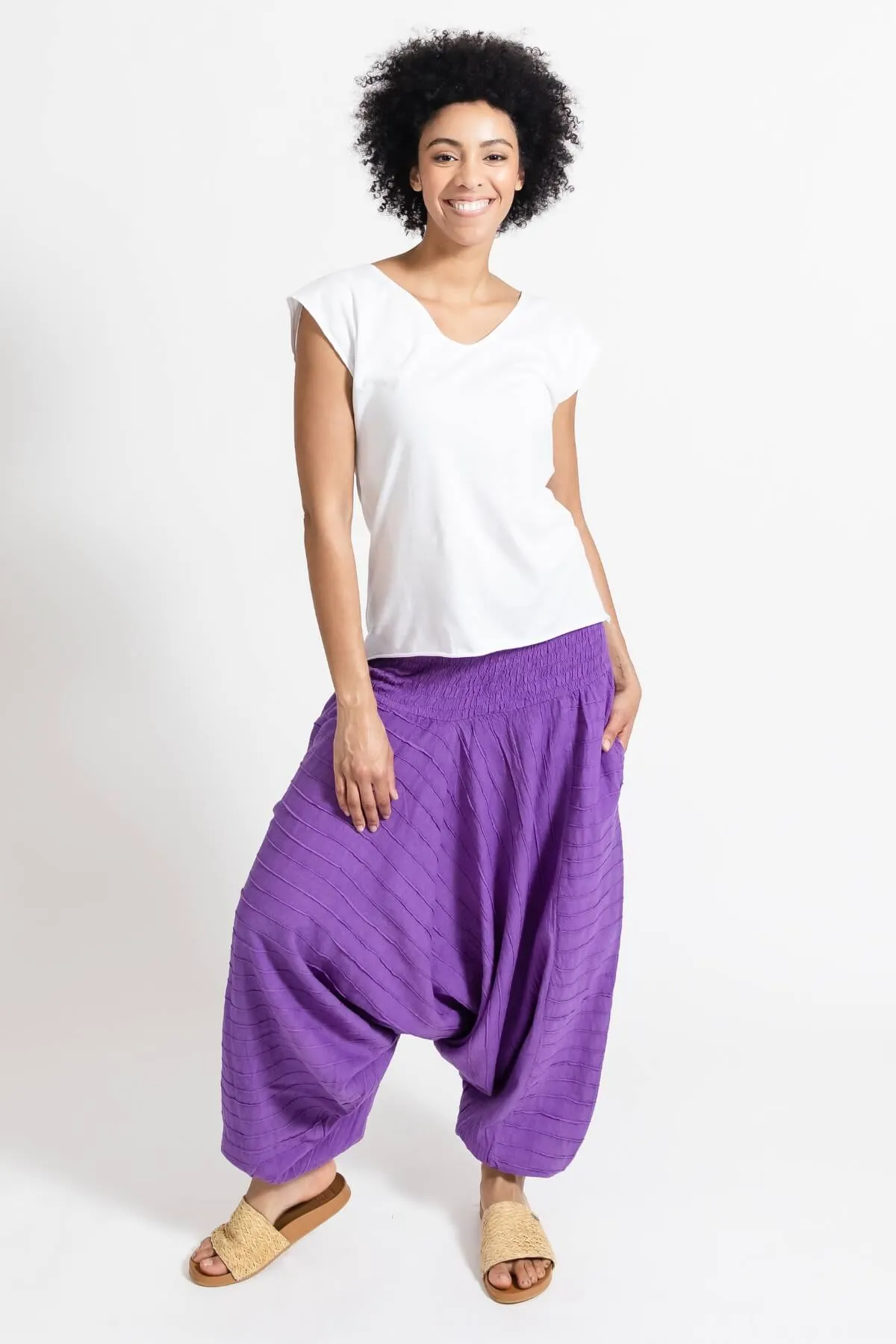 Low Crotch Pants Pintuck - Purple