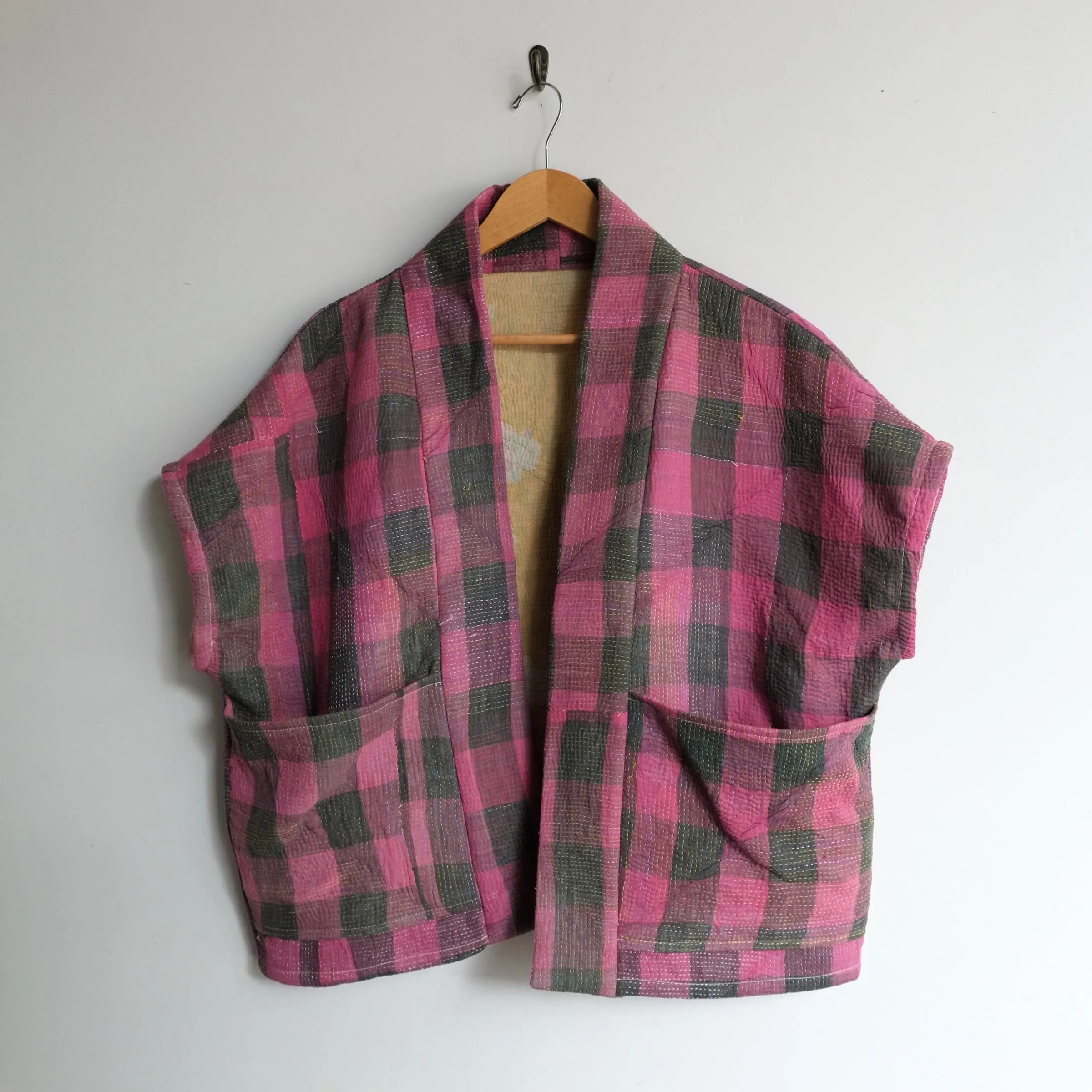 M Magenta and Charcoal Checks Anoushka Jacket SS040