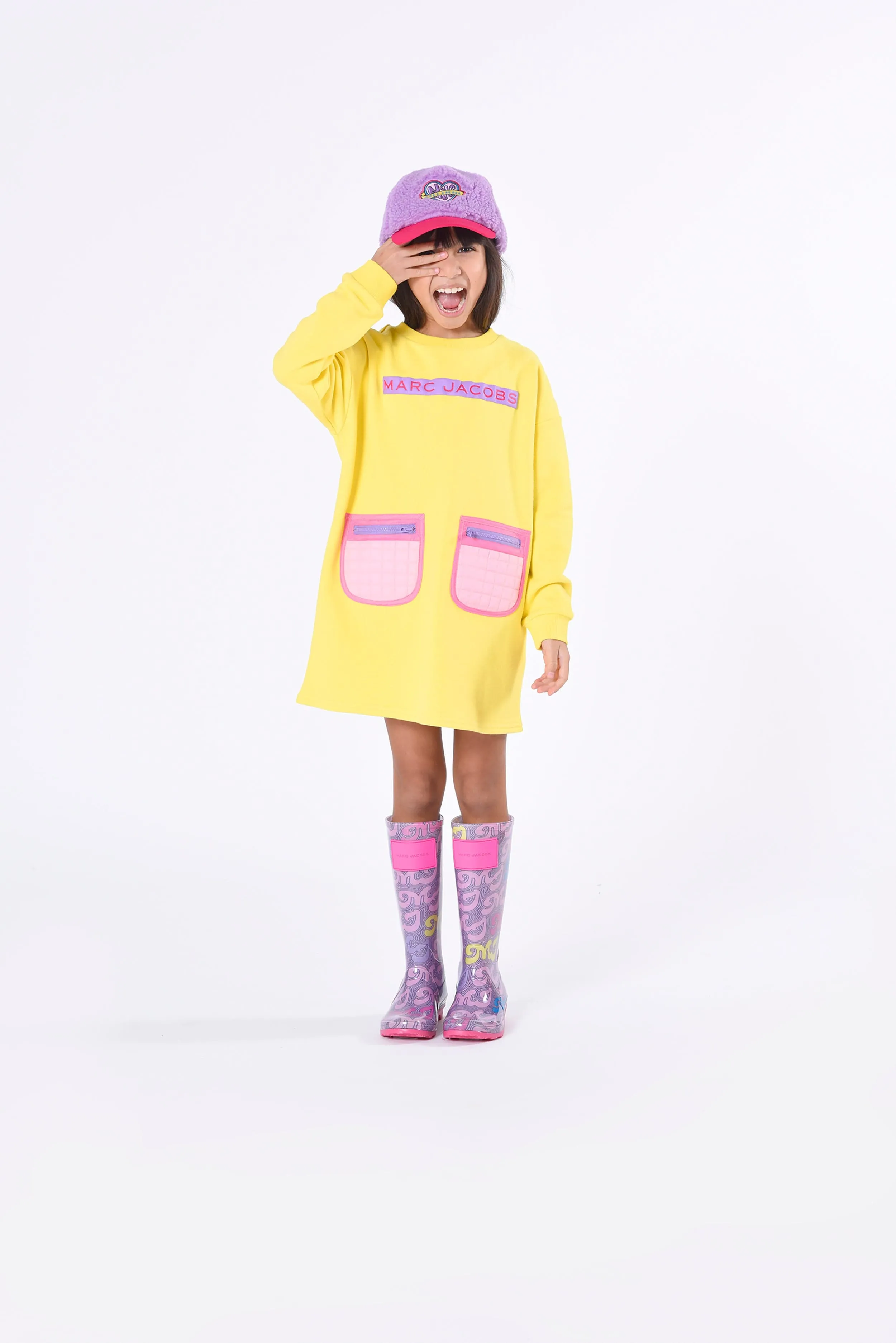 MARC JACOBS Girls Pocket Sweater Dress in Yellow