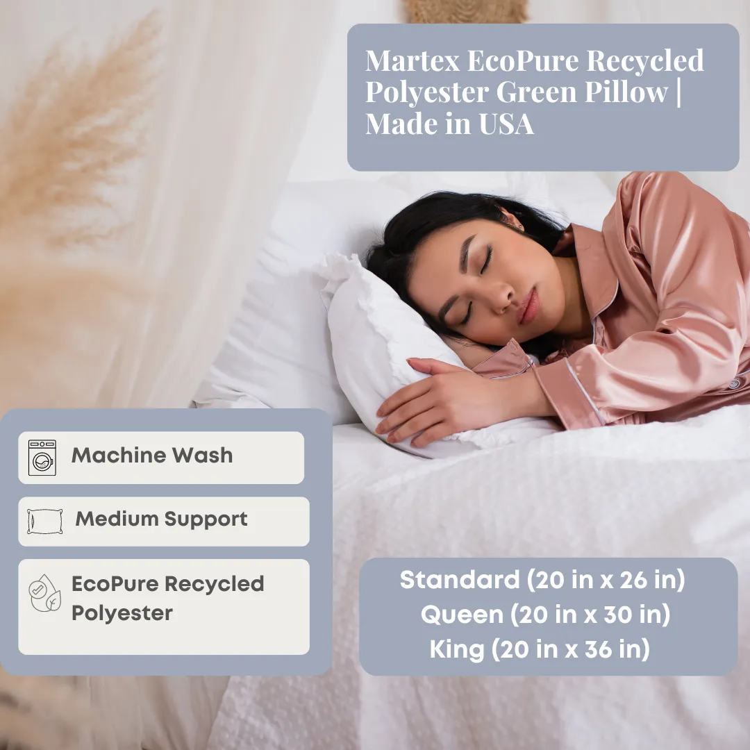 Martex EcoPure Recycled Polyester Green Pillow | Made in USA