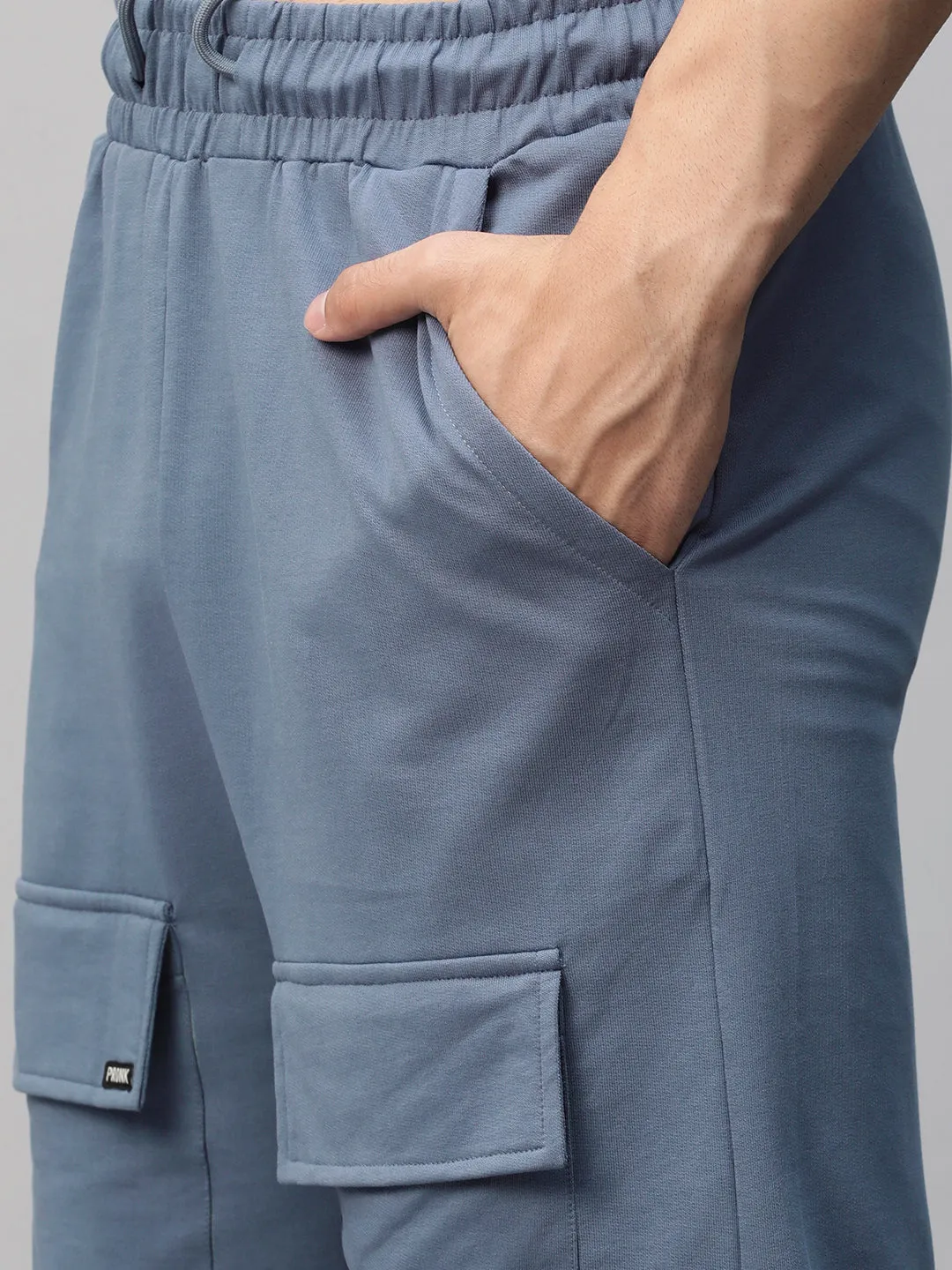 Men Premium Cargo Co-ord Set - Denim Blue