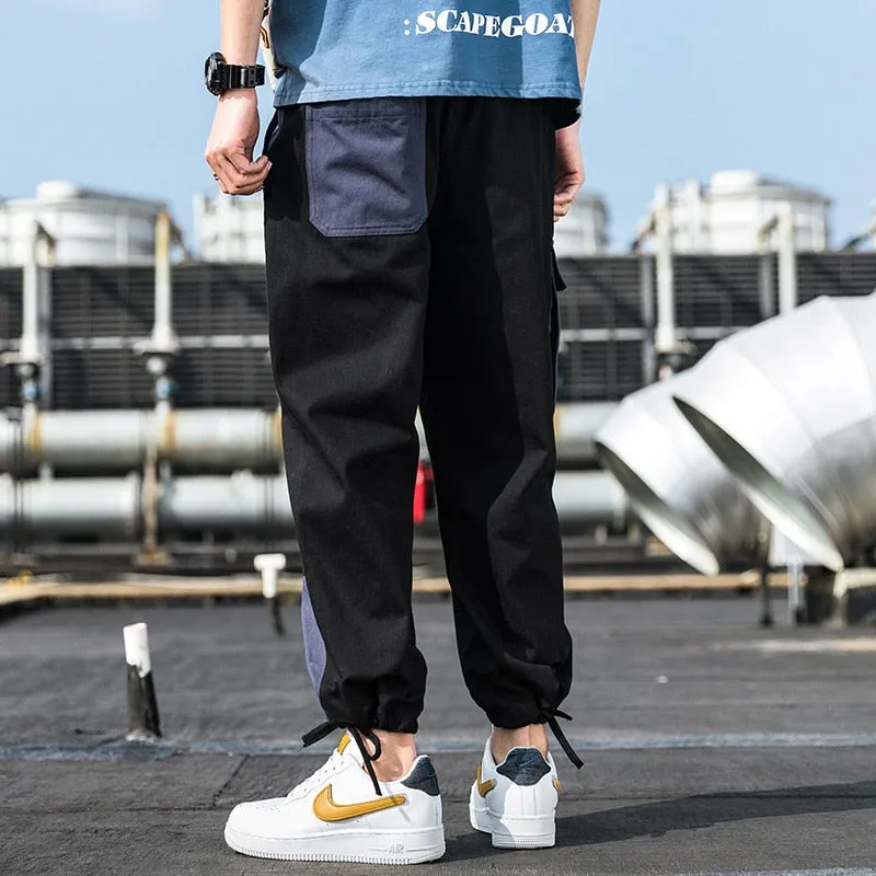 Men's Cargo Pants Male Patchwork Casual Pants