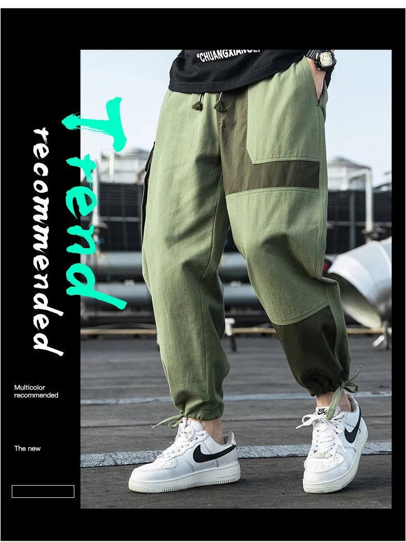 Men's Cargo Pants Male Patchwork Casual Pants