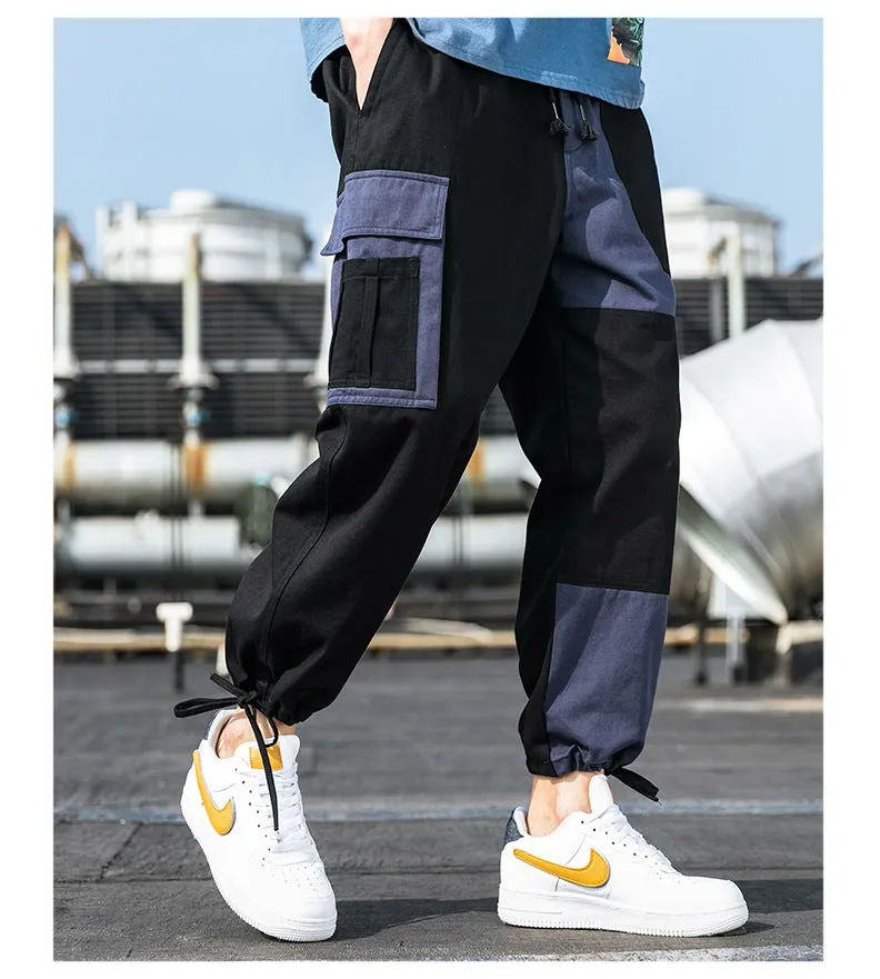 Men's Cargo Pants Male Patchwork Casual Pants