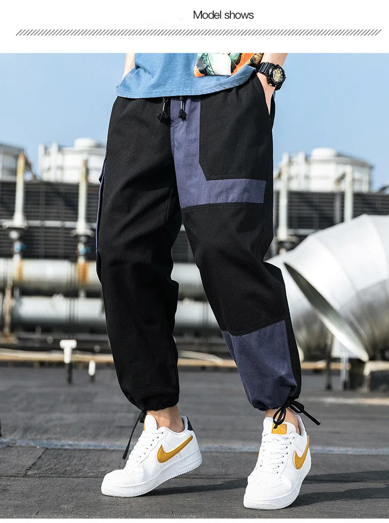 Men's Cargo Pants Male Patchwork Casual Pants