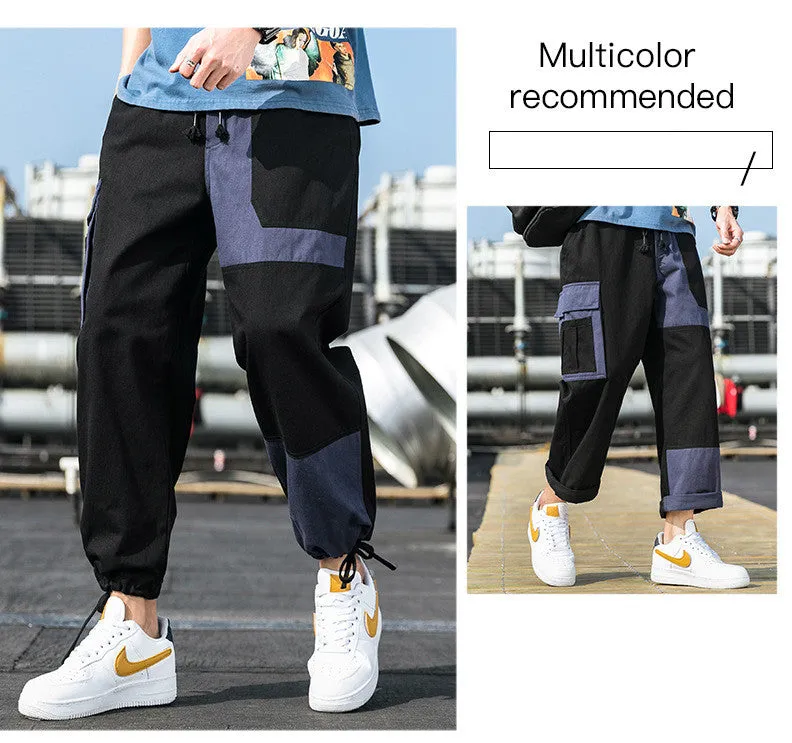 Men's Cargo Pants Male Patchwork Casual Pants