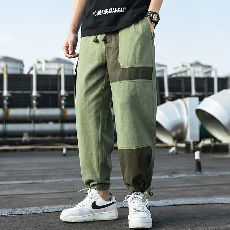 Men's Cargo Pants Male Patchwork Casual Pants