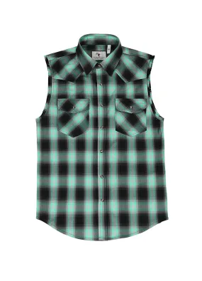 Men's Western Outdoor Plaid Vest, Pearl Snap