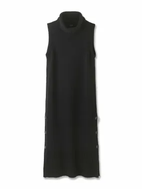 Merino cashmere button detail vest dress   snood