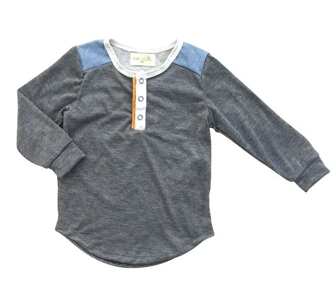 Miki Miette - Garrett Long Sleeve Henley in Heather Grey