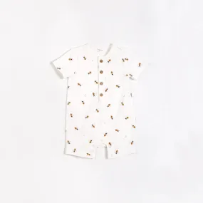 MIL Bees Print on Henley Jersey Romper