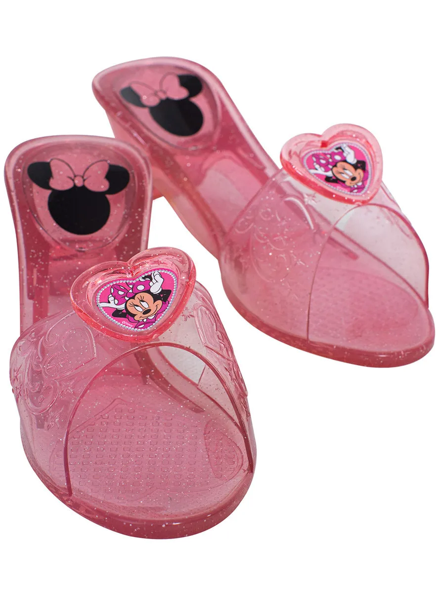 Minnie Mouse Girls Pink Glitter Click Clack Costume Shoes