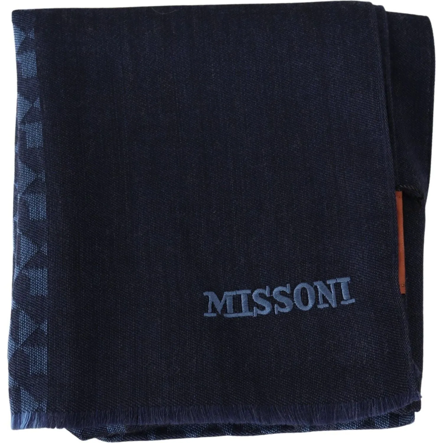 Missoni Navy Wool Knit Unisex Neck Wrap Fringe Shawl Men's Scarf