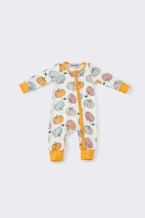 Mustard pumpkin boy romper