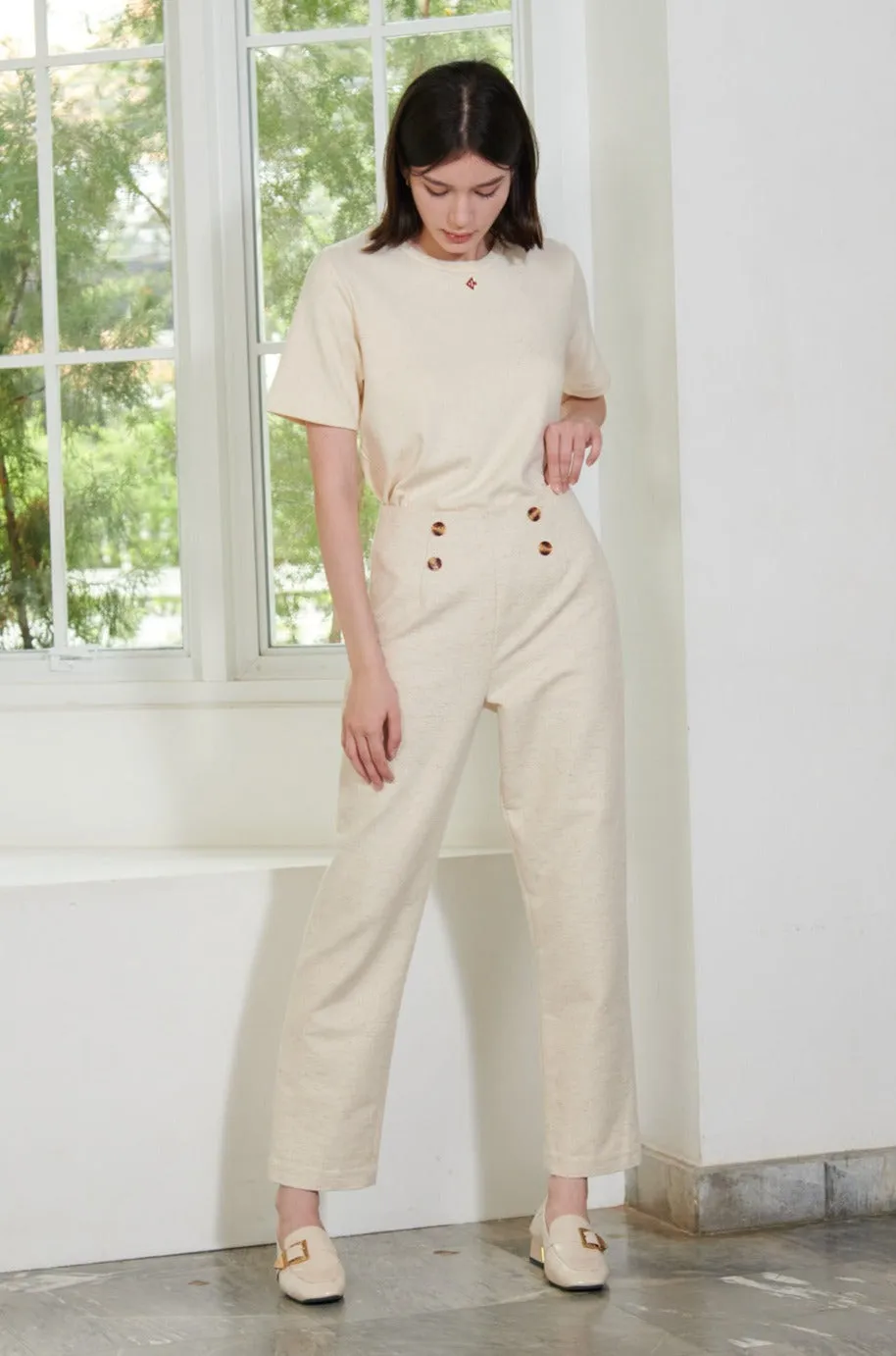 Natural high-Waisted Polo Pants-TAKTAI