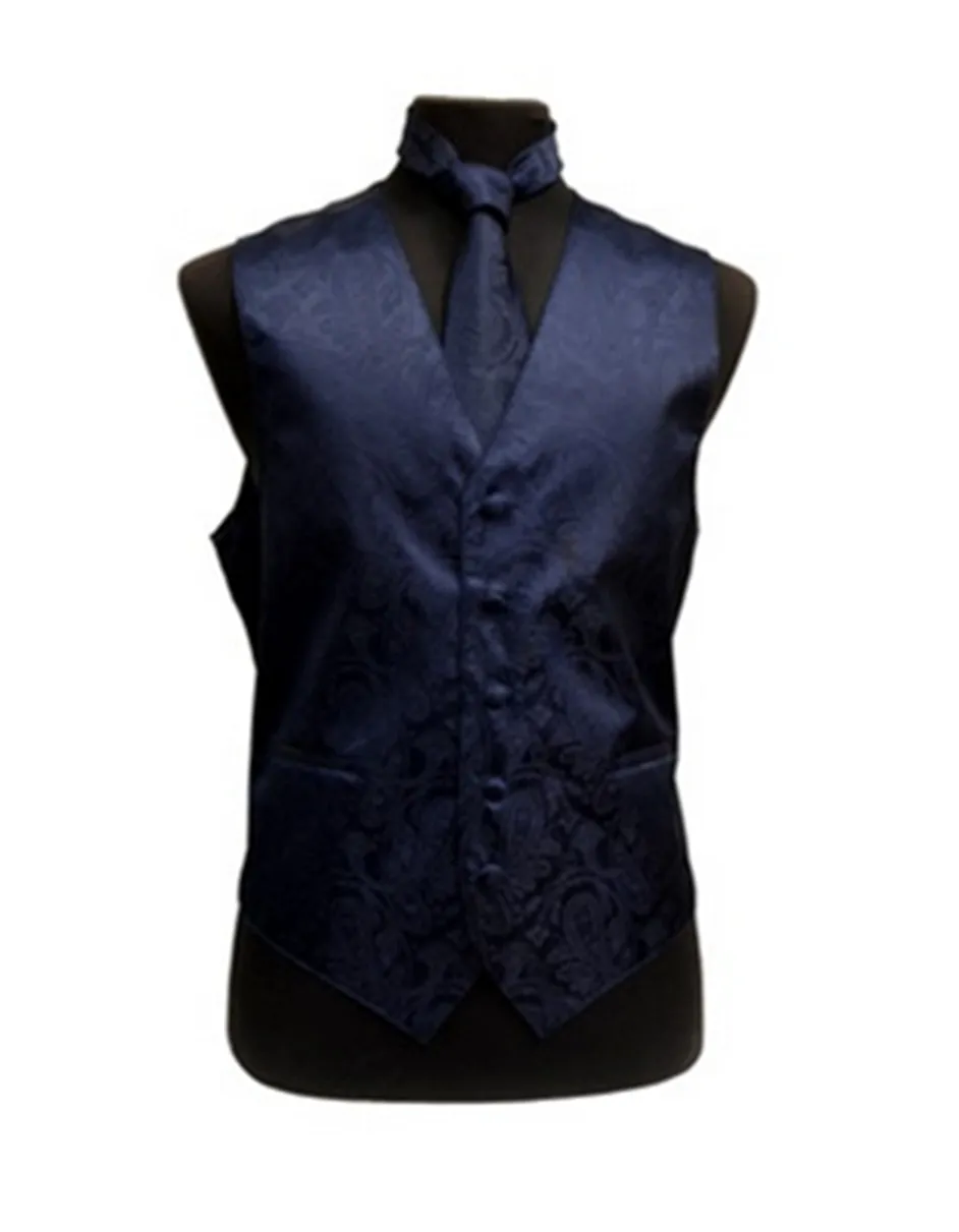 Navy Paisley Vest Set