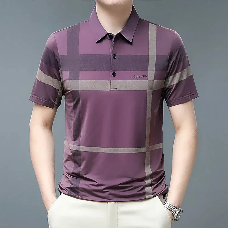 New Men's Business Casual POLO Short Sleeved Smooth and Wrinkle Resistant Comfortable Top