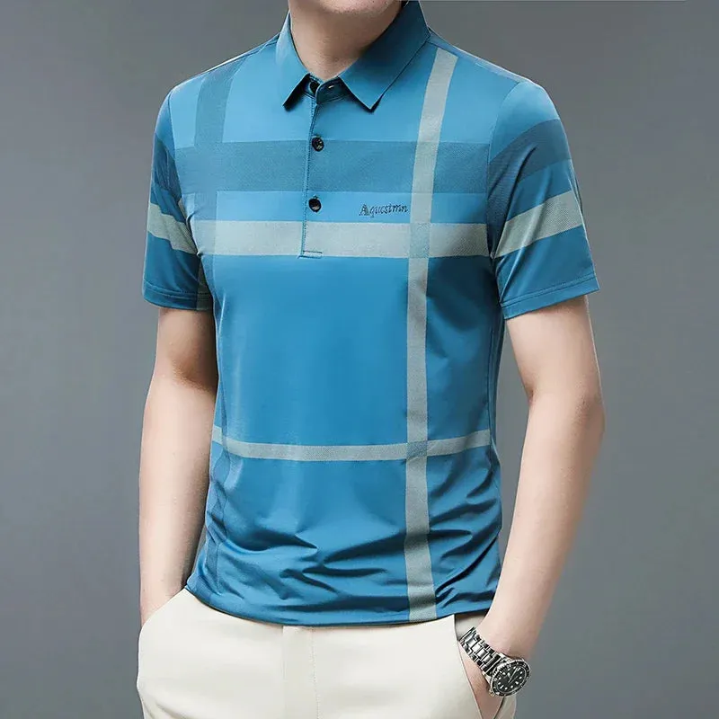 New Men's Business Casual POLO Short Sleeved Smooth and Wrinkle Resistant Comfortable Top