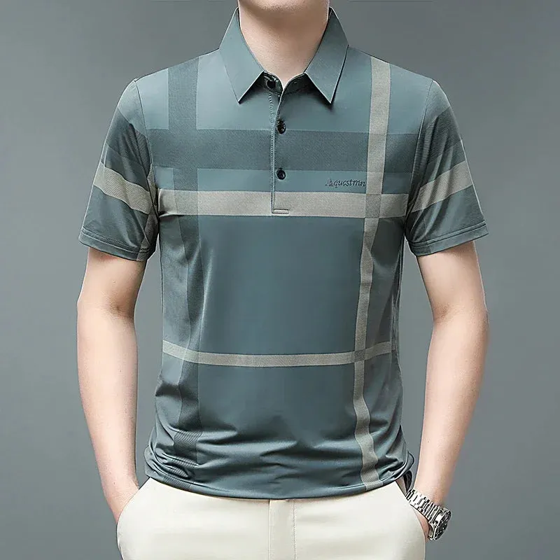 New Men's Business Casual POLO Short Sleeved Smooth and Wrinkle Resistant Comfortable Top