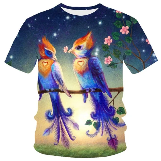 New T-shirt Flame T-shirt Men Phoenix Eagle Graphic T-shirt Printing Harajuku Funny T-shirt Animal T-shirt Casual Lively T-shirt