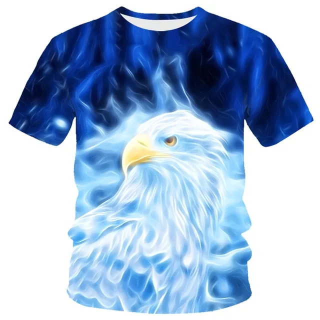 New T-shirt Flame T-shirt Men Phoenix Eagle Graphic T-shirt Printing Harajuku Funny T-shirt Animal T-shirt Casual Lively T-shirt