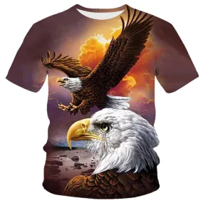 New T-shirt Flame T-shirt Men Phoenix Eagle Graphic T-shirt Printing Harajuku Funny T-shirt Animal T-shirt Casual Lively T-shirt