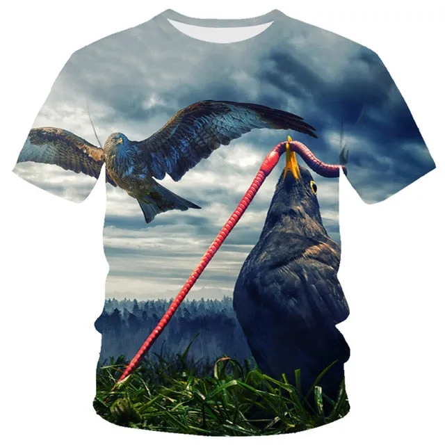 New T-shirt Flame T-shirt Men Phoenix Eagle Graphic T-shirt Printing Harajuku Funny T-shirt Animal T-shirt Casual Lively T-shirt