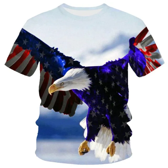 New T-shirt Flame T-shirt Men Phoenix Eagle Graphic T-shirt Printing Harajuku Funny T-shirt Animal T-shirt Casual Lively T-shirt