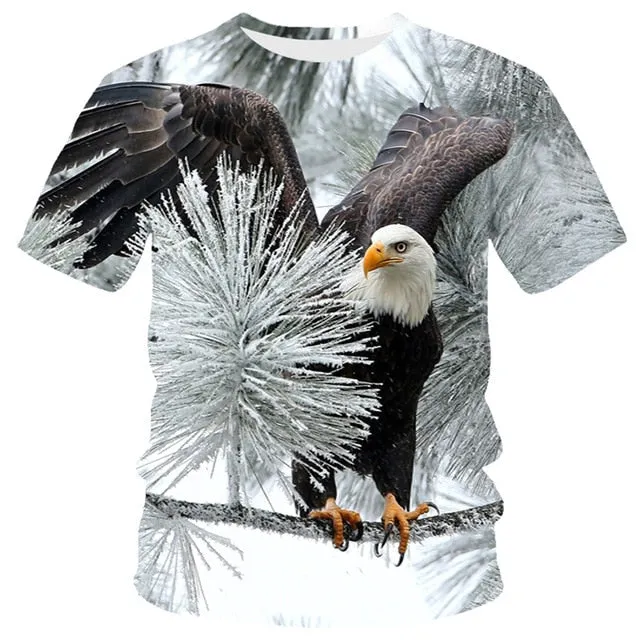 New T-shirt Flame T-shirt Men Phoenix Eagle Graphic T-shirt Printing Harajuku Funny T-shirt Animal T-shirt Casual Lively T-shirt