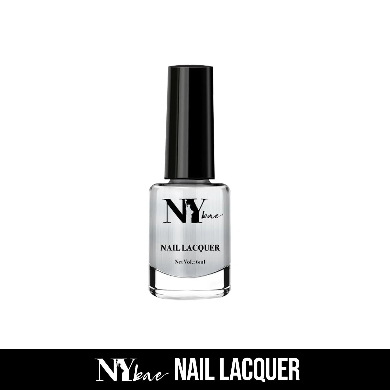 NY Bae Nail Lacquer, Glitter | Shimmer Paint | Chip Resistant Polish | Highly Pigmented | Grey - Hudson Moonlight 7 (6 ml)