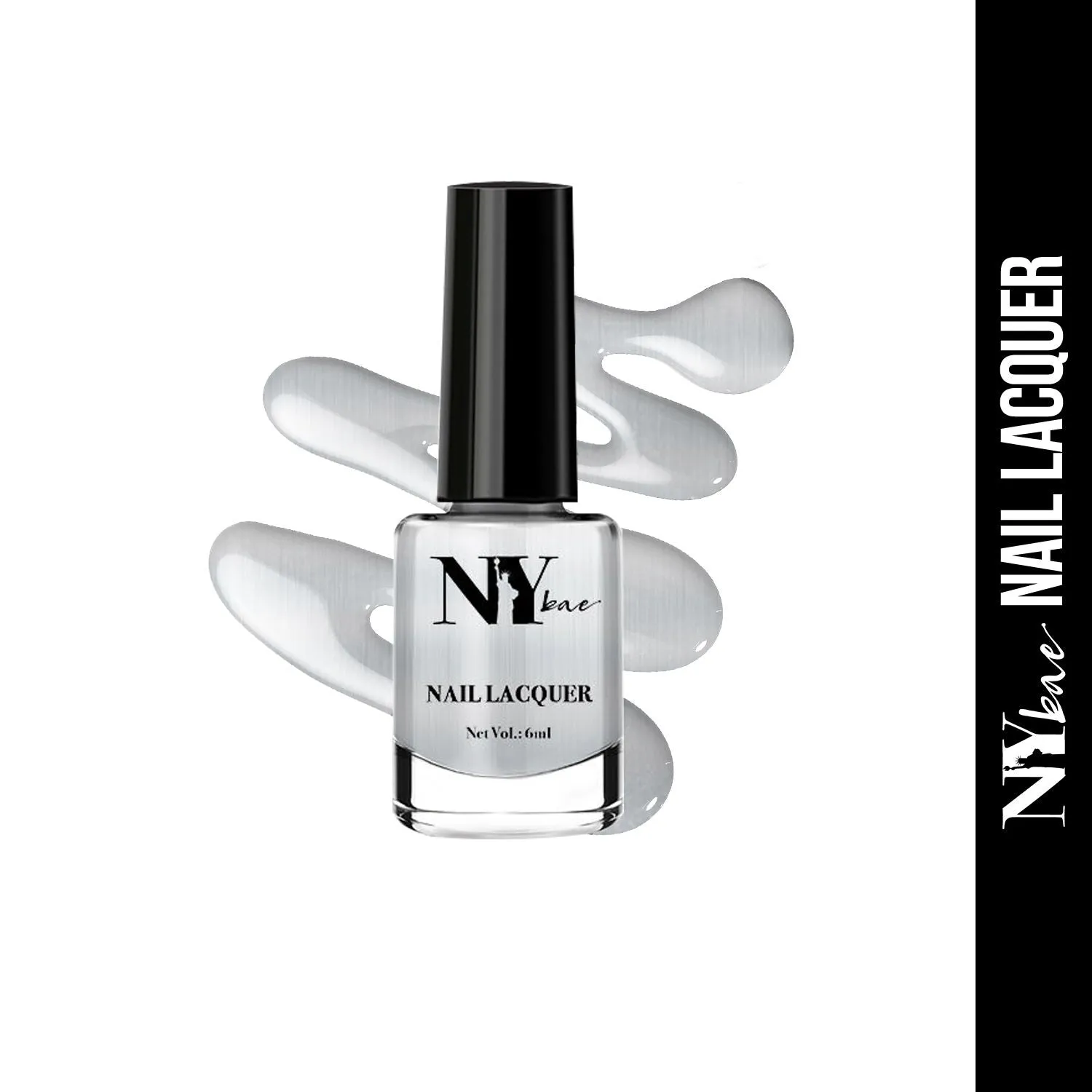 NY Bae Nail Lacquer, Glitter | Shimmer Paint | Chip Resistant Polish | Highly Pigmented | Grey - Hudson Moonlight 7 (6 ml)