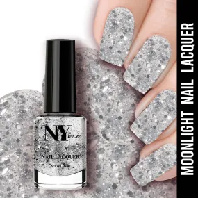 NY Bae Nail Lacquer, Glitter | Shimmer Paint | Chip Resistant Polish | Highly Pigmented | Silver - 5th Avenue Moonlight 15 (6 ml)